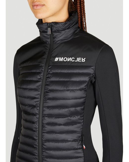 3 MONCLER GRENOBLE Black Partially Quilted Zip-up Cardigan