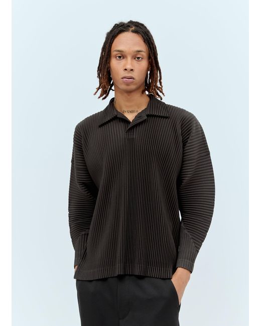 Homme Plissé Issey Miyake Black Monthly Colors: January Pleated Polo Shirt for men