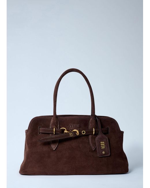 Miu Miu Brown Aventure Suede Handbag