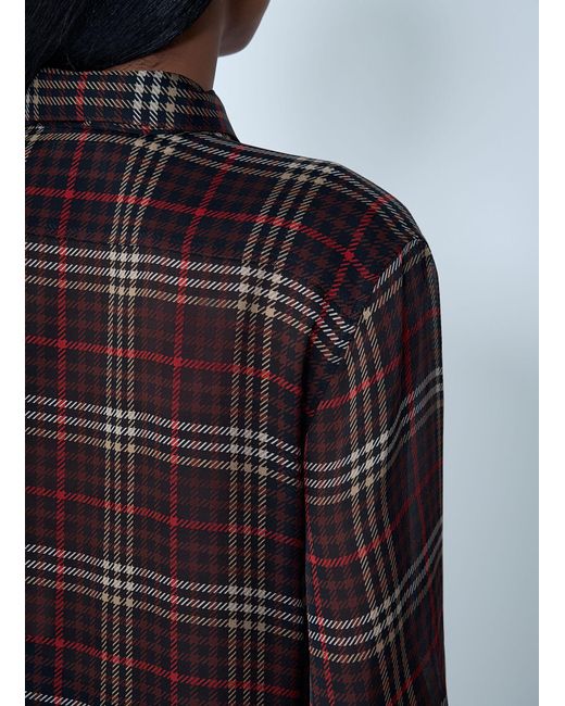 Saint Laurent Blue Tartant Silk Cassandre Shirt