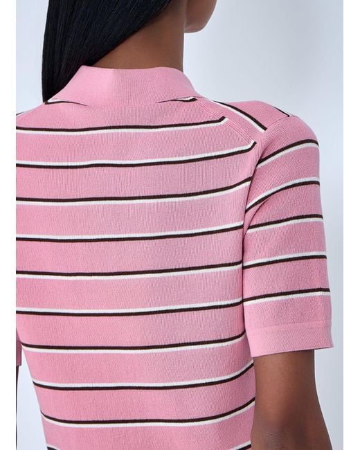 Miu Miu Red Striped Polo Shirt
