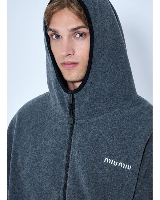 Miu Miu Blue Hooded Zip Sweatshirt