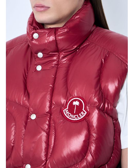8 MONCLER PALM ANGELS Red Gwenyth Down Gilet for men