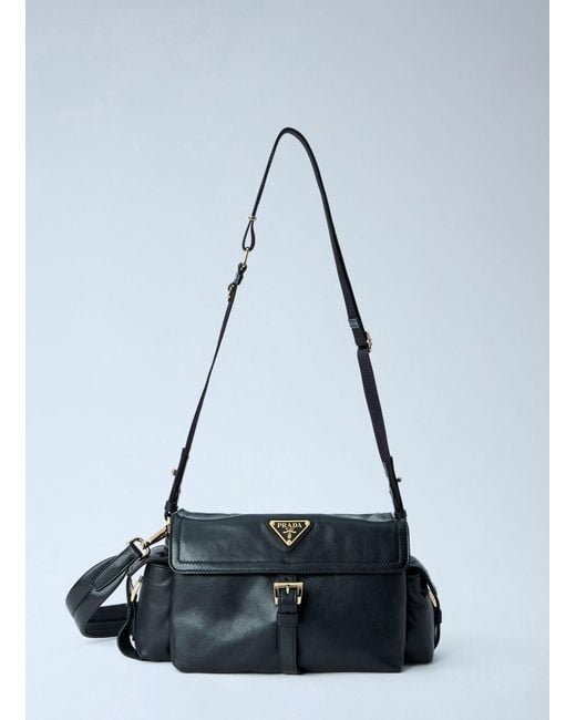 Prada Blue Explore Medium Shoulder Bag With Flap