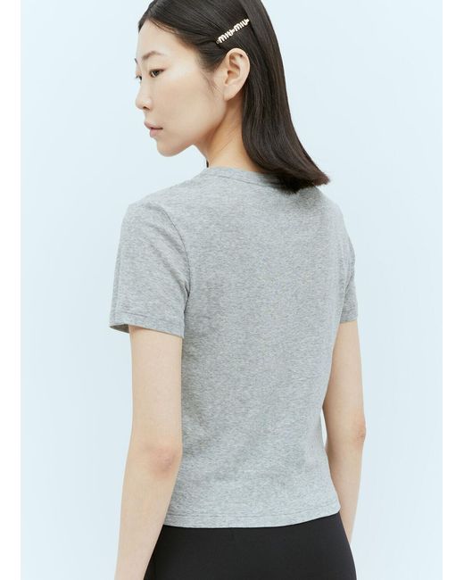 Miu Miu Logo Patch T-Shirt in White | Lyst