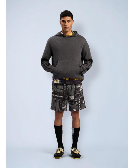 Palm Angels Black Back Palms Knit Hooded Sweatshirt for men