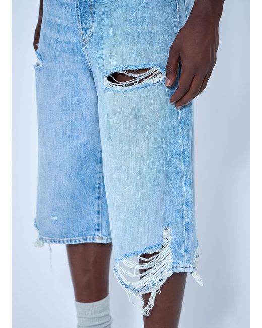 Acne Blue Distressed Denim Shorts for men