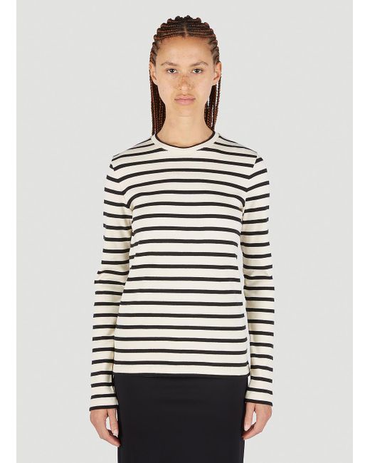 Jil Sander Striped Long Sleeved T-shirt in Gray | Lyst