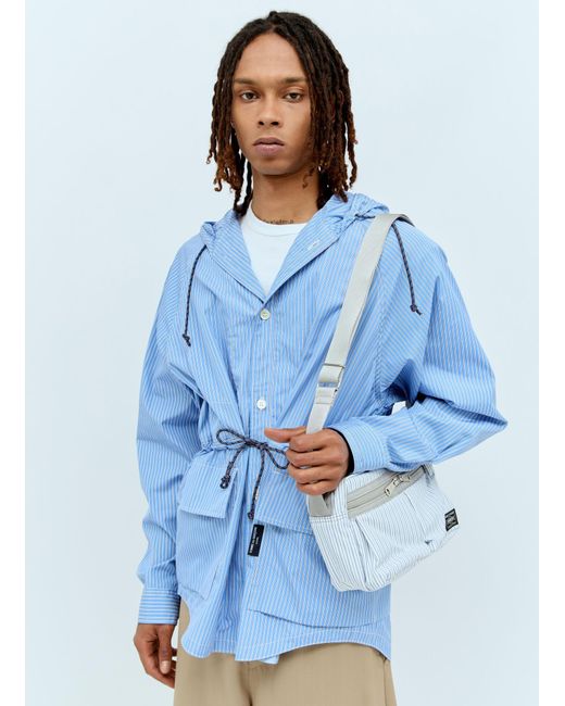 Comme des Garçons Blue X Porter Striped Ripstop Crossbody Bag for men