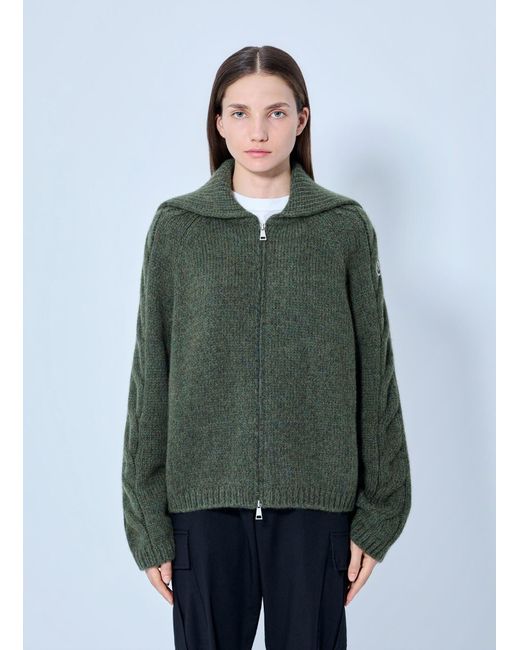 Moncler Green Zipped Knit Sweater