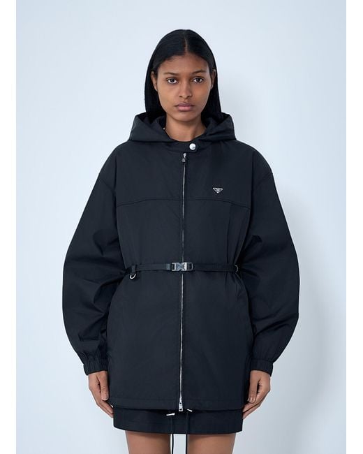 Prada Blue Re-Nylon Hooded Belted Anorak Jacket