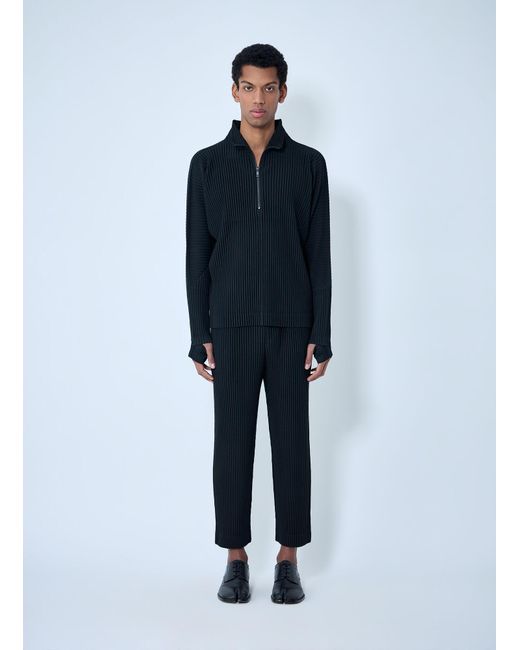 Homme Plissé Issey Miyake Pleated Half-Zip Pullover Sweater in