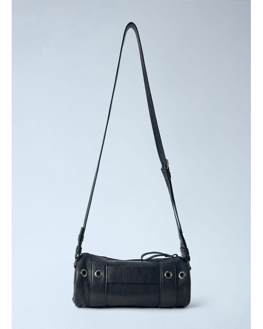 Prada Blue Eyelet Detail Leather Cylinder Bag for men
