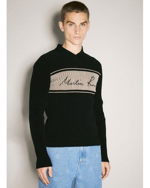 Martine Rose Black Chenille V-Neck Sweater