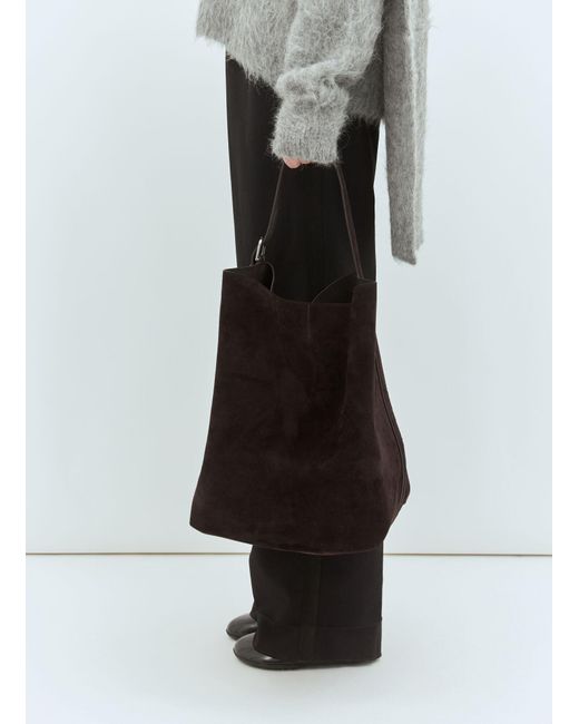 Totême Black Belted Suede Tote Bag