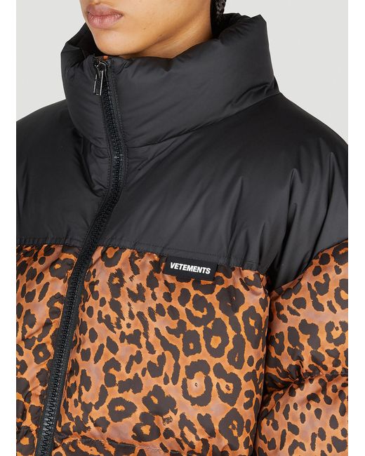 Vetements Brown Leopard Print Puffer Jacket