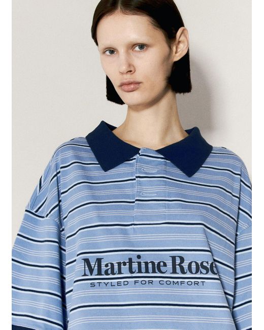 Martine Rose Blue Striped Polo Shirt