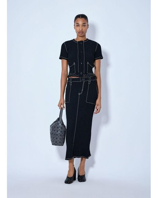 Issey Miyake Blue Wavelet Ensemble Midi Skirt
