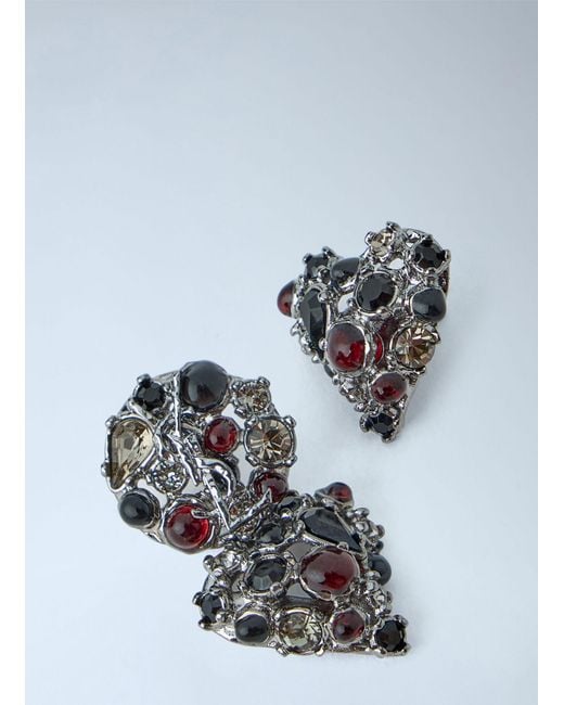 Saint Laurent White Mini Favorite Heart Earrings