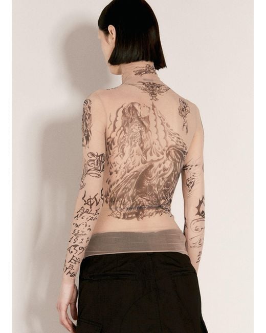 Balenciaga Natural Tattoo Mesh Top