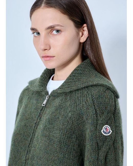 Moncler Green Zipped Knit Sweater