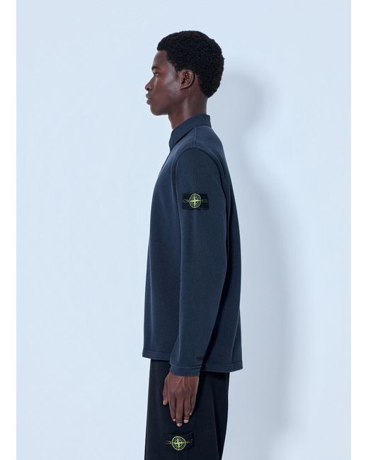Stone Island Blue Long Sleeve Polo Shirt for men