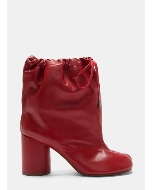 Maison Margiela Drawstring Tabi Boots In Red