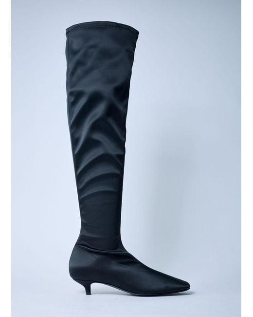 Totême  Blue Satin Knee-High Boots