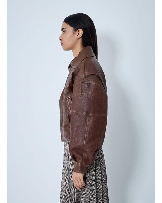 Saint Laurent Brown Leather Bomber Jacket
