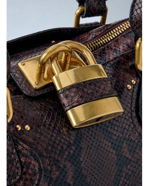 Chloé Red Paddington Embossed Python Effect Shoulder Bag
