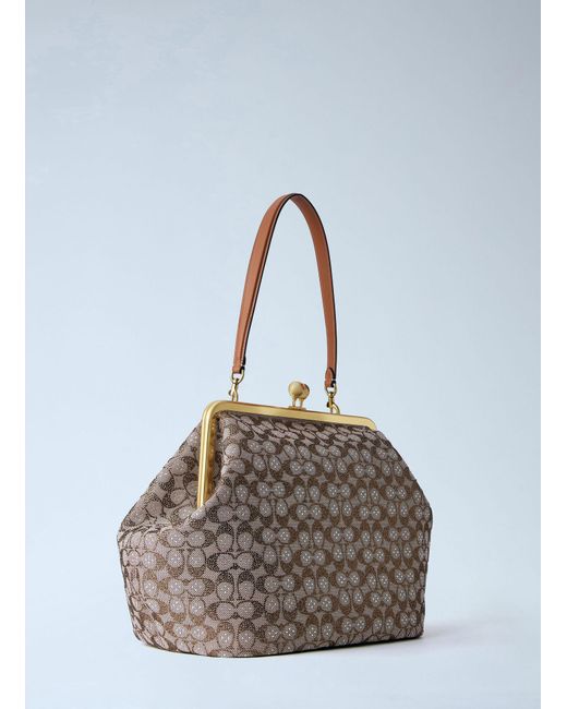 COACH Blue Large Kisslock Frame Bag