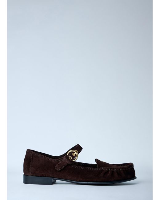 Miu Miu White Suede Mary Jane Loafers