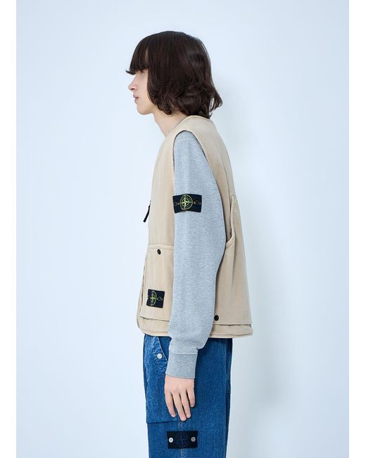 Stone Island Blue Cotton Twill Utility Vest for men