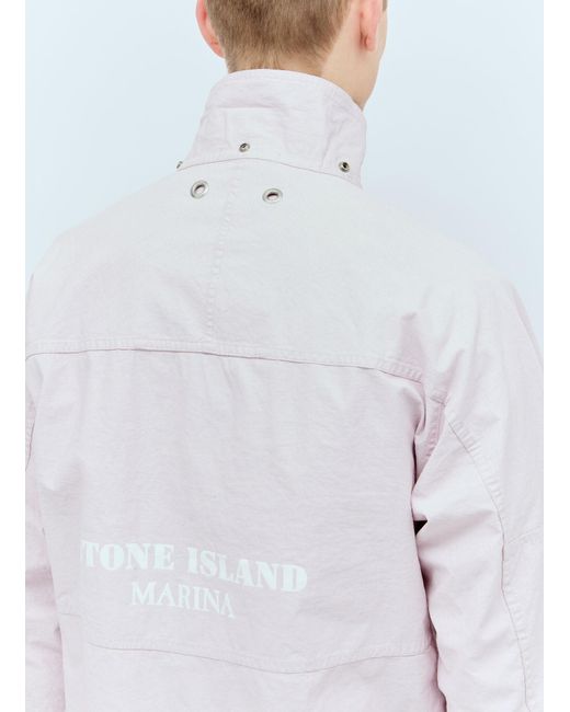Stone Island White Marina Linen Canvas Jacket for men