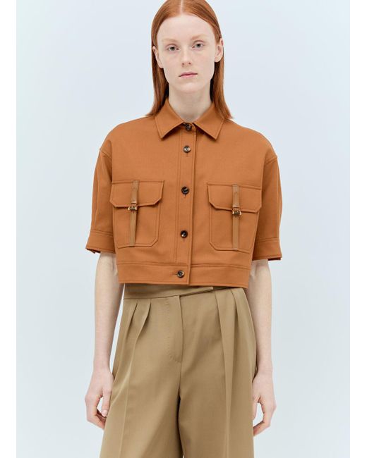 Max Mara Brown Cotton Canvas Crop Jacket