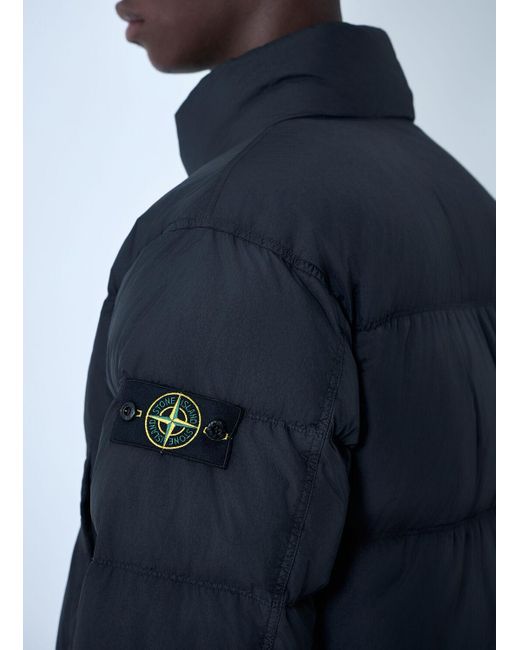 Stone Island Blue Crinkles Reps Ny Bomber Jacket for men