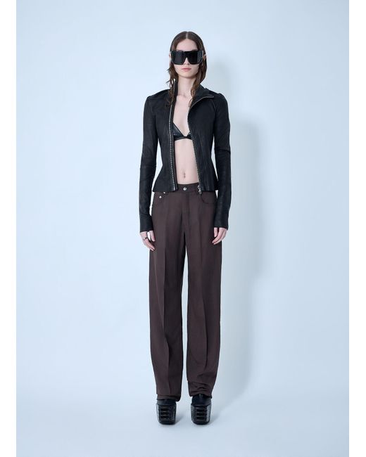 Rick Owens Blue Gary Leather Jacket