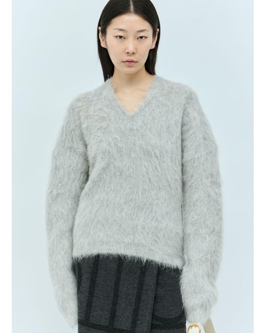 Totême  Gray Petite Alpaca-blend Knit Sweater