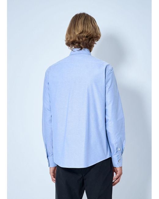 Moncler Blue Button-Down Cotton Shirt for men
