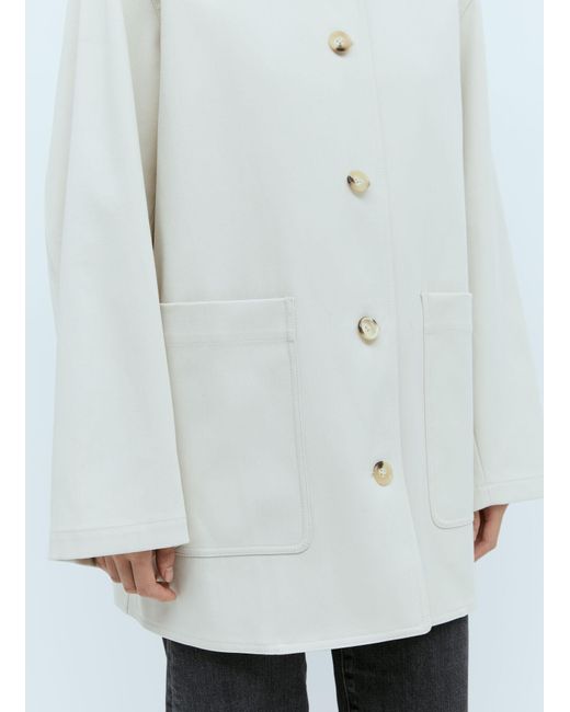 Totême  White Leather Collar Cotton-bar Jacket