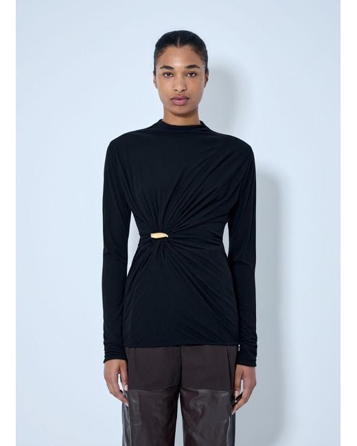 Bottega Veneta Blue Twist Detail Long Sleeve Top