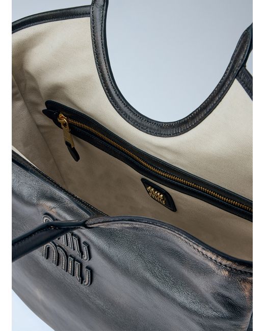 Miu Miu Blue Ivy Leather Tote Bag