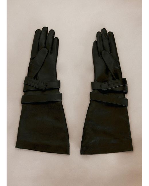 Saint Laurent Black Aviator Leather Gloves
