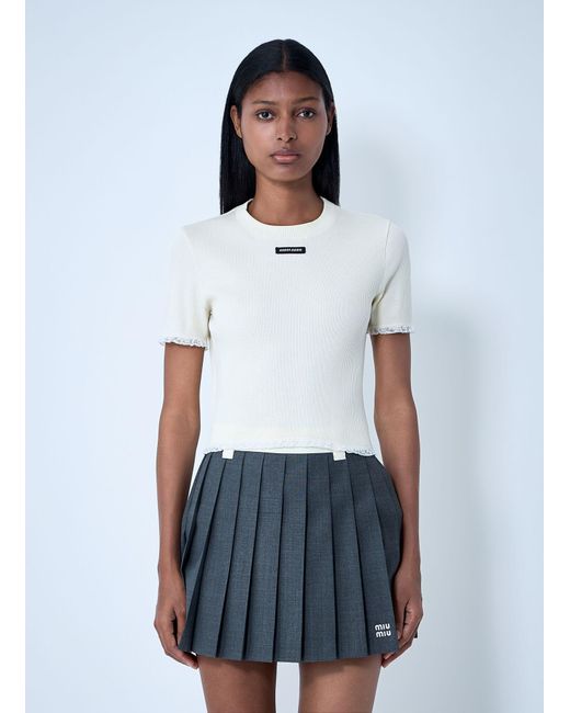 Miu Miu White Logo Motif T-Shirt