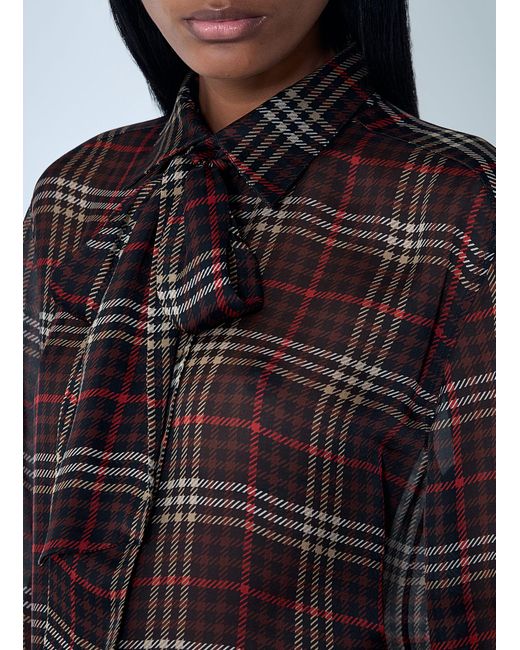 Saint Laurent Blue Tartant Silk Cassandre Shirt