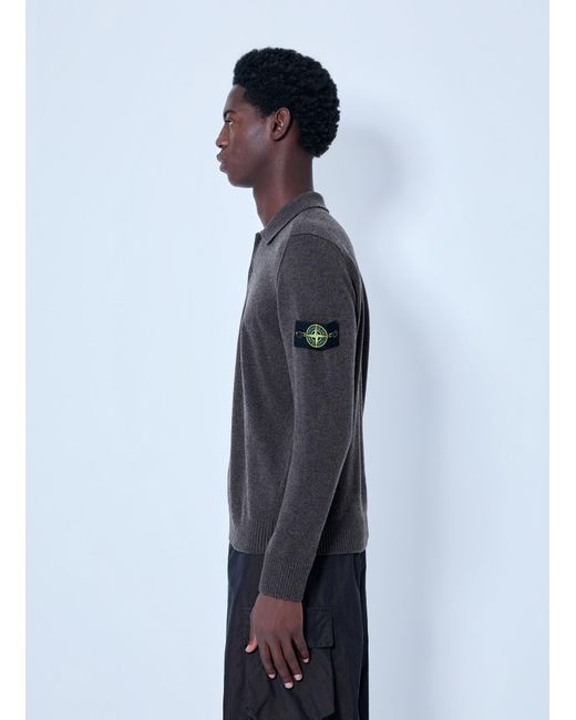 Stone Island Blue Long Sleeve Polo for men