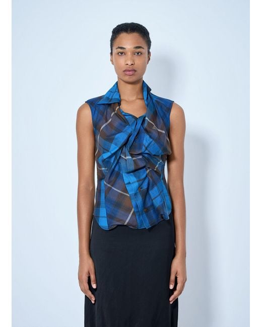 Vivienne Westwood Blue Short Sleeve Drunken Shirt