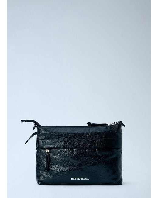 Balenciaga Blue Explorer Double Pouch Messenger Bag for men