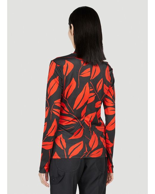 MERYLL ROGGE Red Leaf Print Top