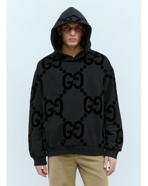 Gucci★素敵！Original Gucci Print Black Sweatshirt Hoodie Cotton jersey hooded sweatshirt with embroidery in black
